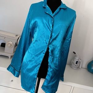 Striped Blue Pajama Style Blouse